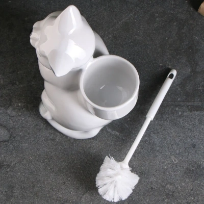 Подставка под ерш + (ершик) "Кошка" МОНОХРОМ белая