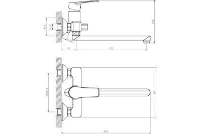 Смеситель для ванны DECOROOM DR23043 хром