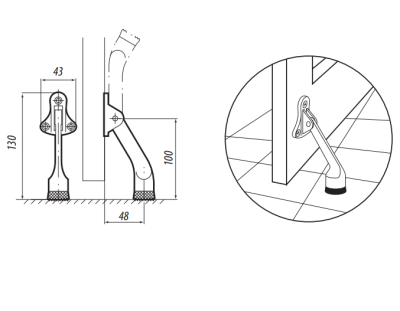 Упор дверной 961 откидной (козья ножка)  хром