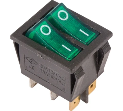 Выключатель 2кл.250V 15A ON-OFF зел. подсв. RWB-511 SC-797