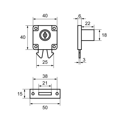 Замок мебельный д/шкафов-купе СТАНДАРТ 6202