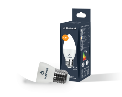 Лампа Включай LED 10Вт Е27 4000К свеча