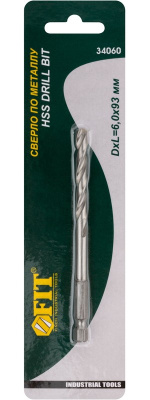 Сверло по металлу HSS 6,0мм хв. под биту 34060