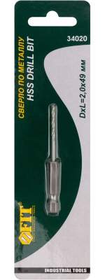 Сверло по металлу HSS 2мм, хв. под биту 34020