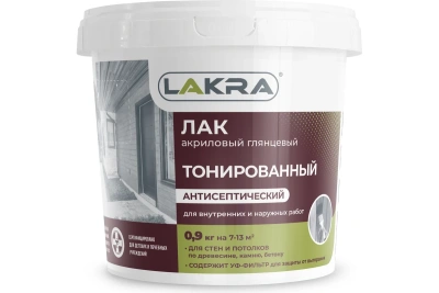 Лак в/д тонированный 0,9кг Орех Лакра