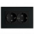Розетка 2СП Эрна PSТ16-9014-03 черн.евро