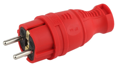 Вилка каучук 2Р+РЕ 16А  IP44 красн.