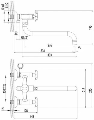 Смеситель для ванны LM7551C PRACTICA