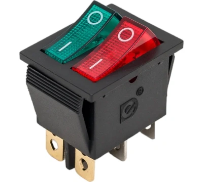 Выключатель 2кл.250V 15A ON-OFF кр/зел.подсв. RWB-511