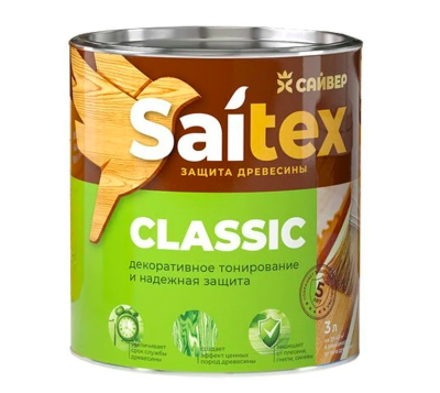 Дерево-защитн. состав Белый 3л "Saitex Classic"