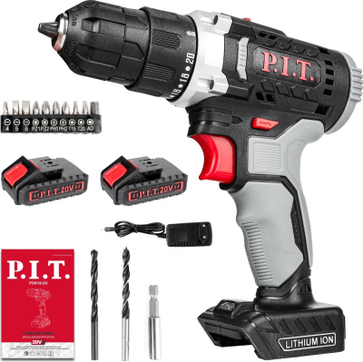 Дрель аккам. PIT PSR18-D5 20B 2АКБ*1.5Aч + набор бит