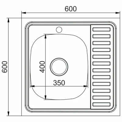 Мойка MIXLINE 60х60 (0,6) правая с сифоном 3 1/2