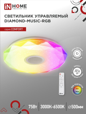 Светильник In Home 75Вт Diamond Music пульт