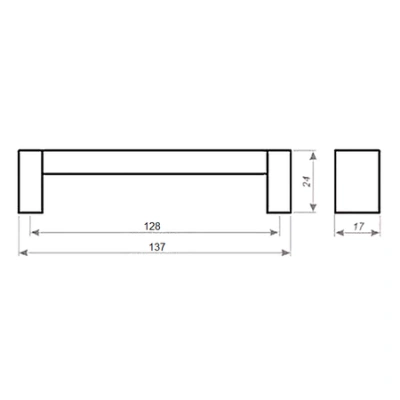 Ручка-рейлинг С19/128 пластик металлик/металлик+дуб Венге