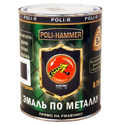 Эмаль Poli-Hammer текстурн.(1314) зелёная 0,75л
