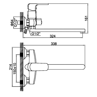 Смеситель для ванны LEDEME 2244