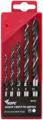 Набор сверл по дереву 5шт (4-5-6-8-10мм) 36102