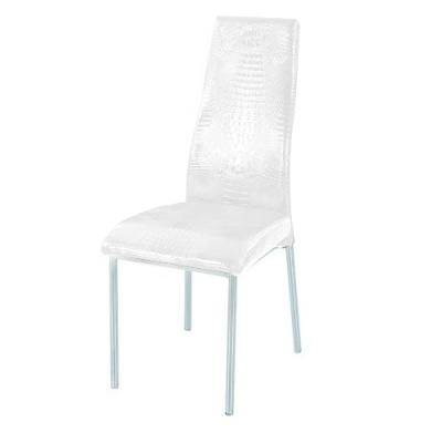 Стул Бостон белый крокодил/хром