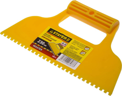 Шпатель STAYER пластмас/зубч.4*4мм 230мм  1022-4