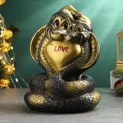 Копилка Змеи с сердцем 24см 10635963 черная с золотом