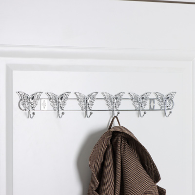 Вешалка на 6 крючков "Бабочки" серебро 2317115