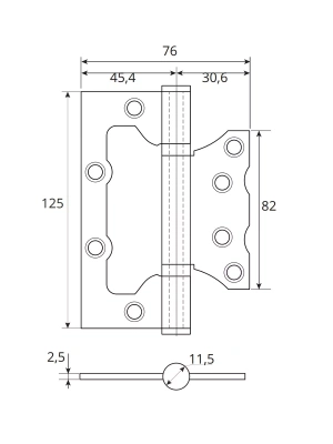 Петля накладная AVERS 125*75*2.5-B2-G золото 2шт