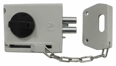 Замок накладной 86700-3НД-1АК серый Правый с цепочкой