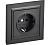 Розетка 1СП евро в/сборе 16А черн.Brite