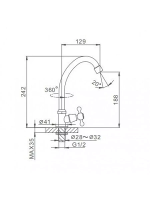 Смеситель для кухни F4108 на одну воду