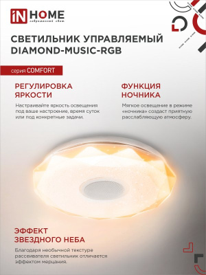 Светильник In Home 75Вт Diamond Music пульт