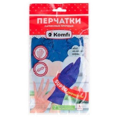 Перчатки латексные прочные "Комфи" L (НВ003)