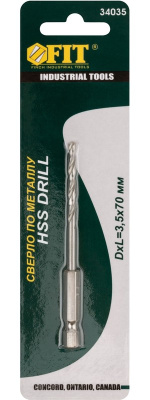Сверло по металлу HSS 3,5мм, хв. под биту 34035