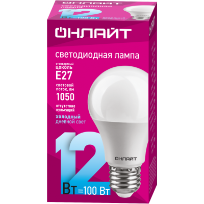 Лампа Онлайт А60-12W-6500K-E27 61141