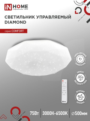 Светильник IN Home 75Вт Diamond 3-6K пульт