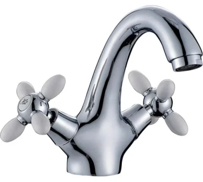 Смеситель для умывальника G331041 с белыми ручками