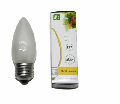 Лампа ASD  40Вт B35 Е27 матов.