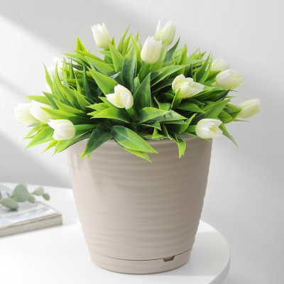 Горшок для цветов SAFFRON D146,1,5л с поддоном (бежевый)