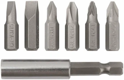 Биты набор 6шт CrV, 25мм+адаптер 57660