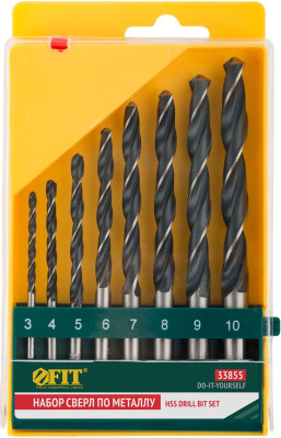Сверла по металлу HSS 8шт 3-4-5-6-8-9-10мм 33855