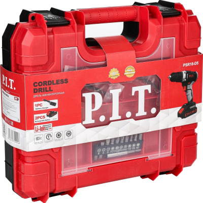 Дрель аккам. PIT PSR18-D5 20B 2АКБ*1.5Aч + набор бит