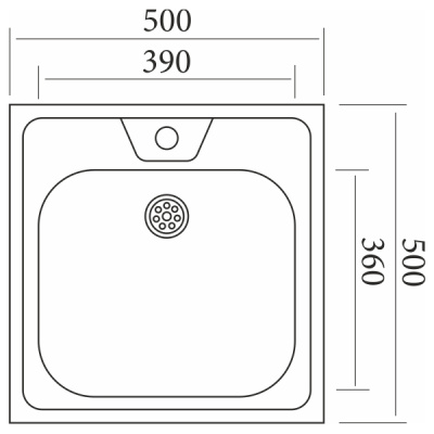 Мойка накладная 50х50, 0,4 толщина, Эконом