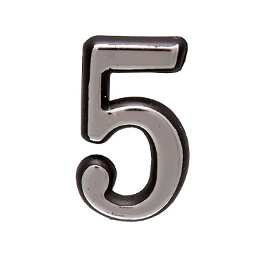 Цифра Большая пластик "5" хром