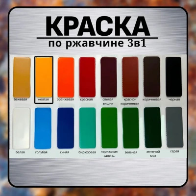 Грунт-эмаль 3в1 жёлтый 0,9кг "Радуга"
