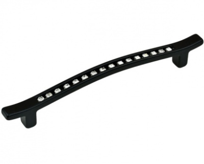 Ручка-скоба со стразами 5189-12/96мм мат.черный