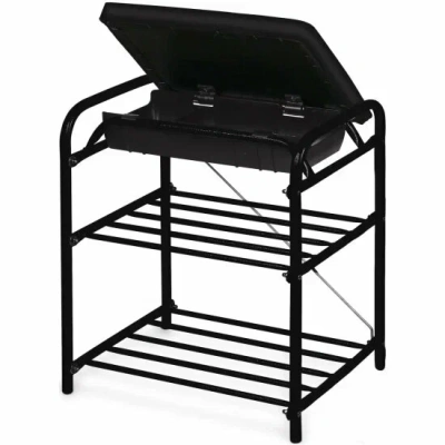 Банкетка с мягким сиденьем и ящиком БП1-1Ч черн/мат.черн