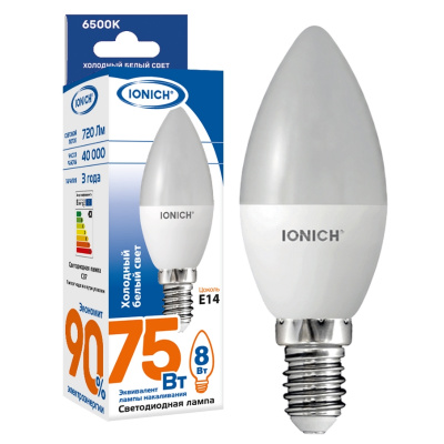 Лампа IONICH С37 8Вт Е14 6К
