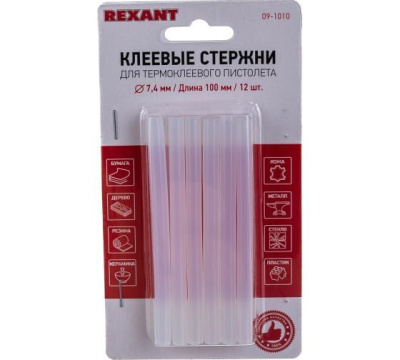 Клеевые стержни Rexant 12шт 7,4мм/100мм прозр.09-1010