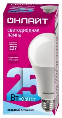 Лампа Онлайт А60-25W 4К-Е27 61954