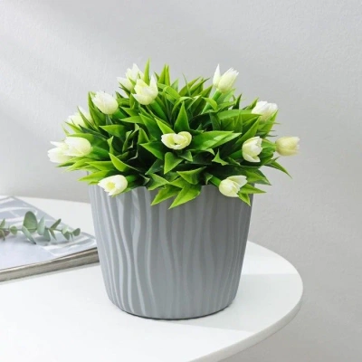 Горшок д/цветов Волна 2л с вкладышем (серый) 