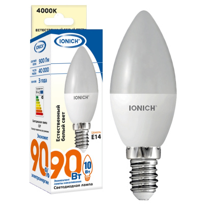 Лампа IONICH С37 10Вт Е14 4К